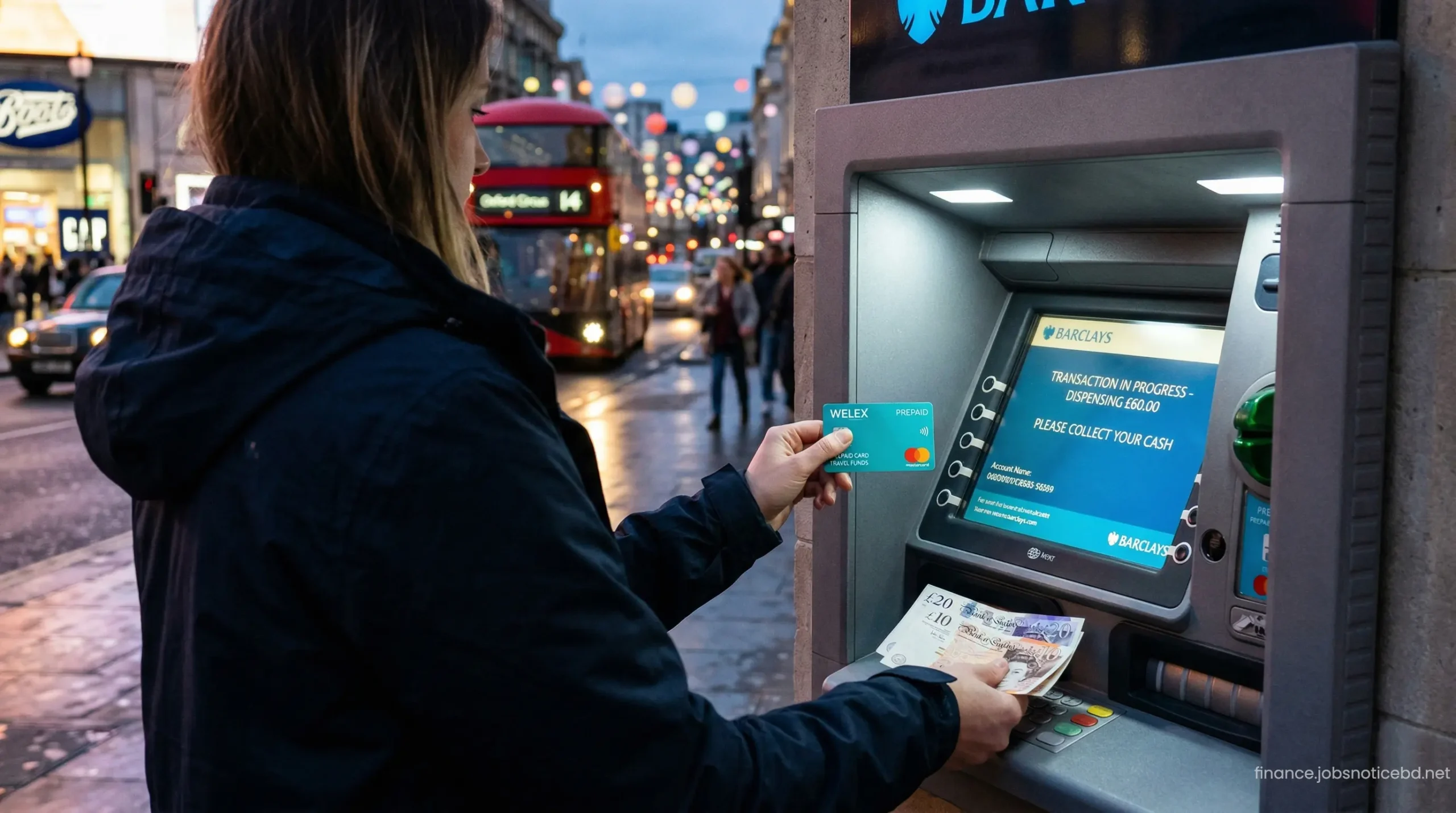 Withdrawing foreign currency from an international ATM using a zero markup travel card.
